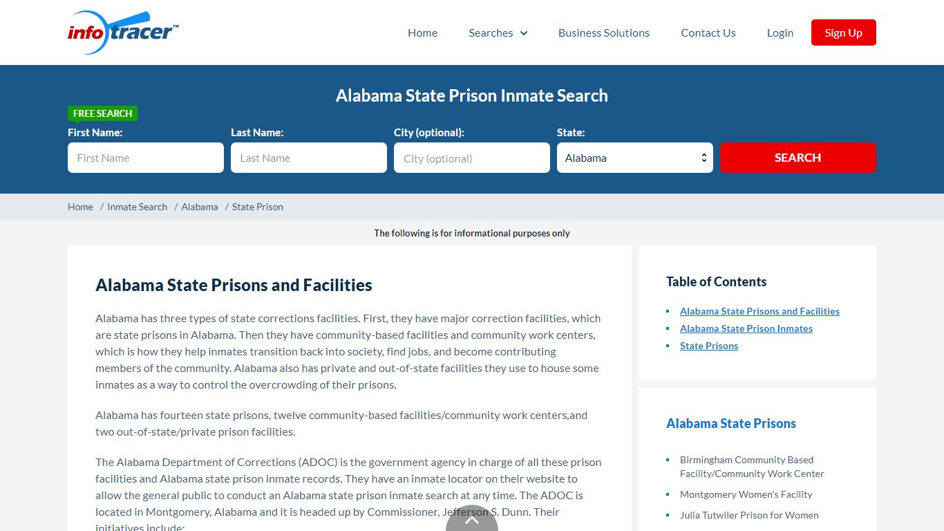 Alabama State Prisons Inmate Records Search - InfoTracer